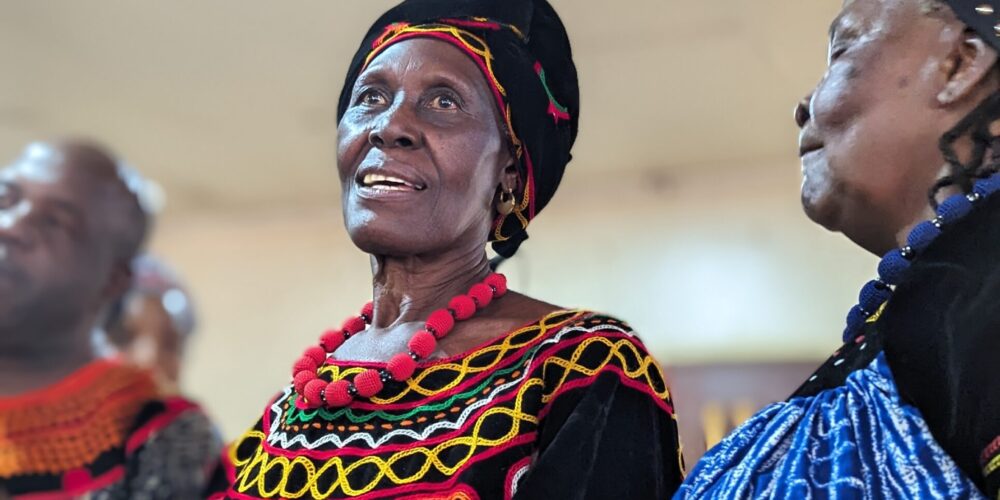 Mama Yongabi and Mama Amina Dianga women at the dedication of the Kom Psalms Booklet